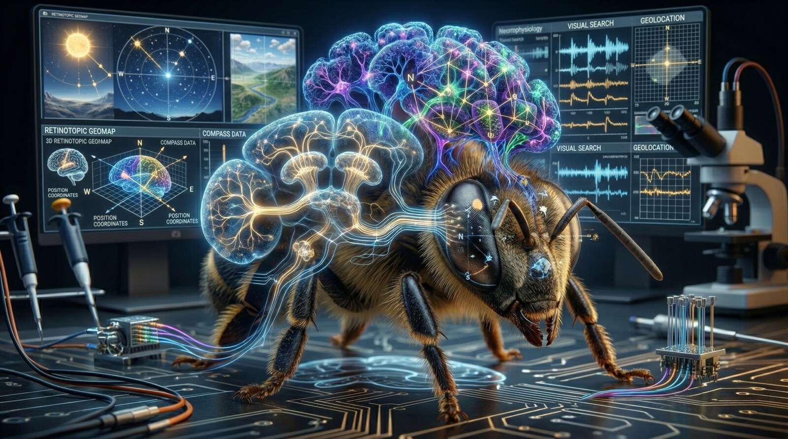 Imagem do projeto Mecanismos de georeferenciamento da memoria retinotópica da abelha